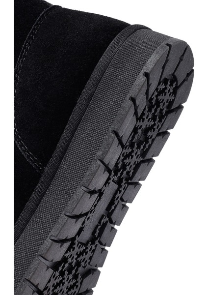 Kadın Siyah Kürklü Süet Deri Teddy Bot 25WFD478210