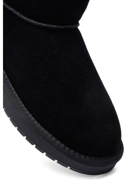 Kadın Siyah Kürklü Süet Deri Teddy Bot 25WFD478210