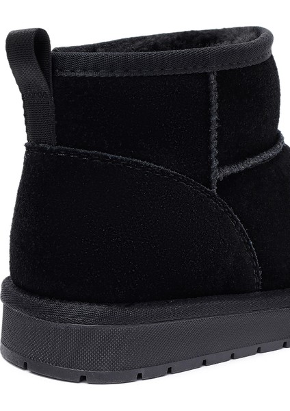 Kadın Siyah Kürklü Süet Deri Teddy Bot 25WFD478210