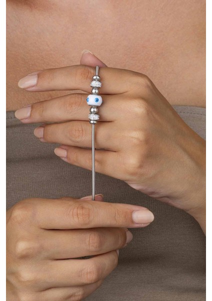 Beyaz Altın Kaplama Göz Figürlü Çelik Kadın Bileklik fiyatları