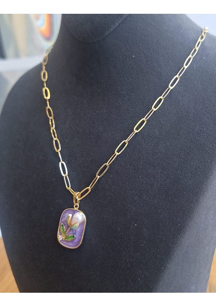 Mineli Inci Detaylı Gold Zincir Kolye – Çiçek ve Yaprak Tasarım indirimleri