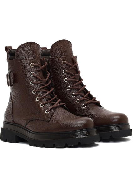 Kadın Kahverengi Bağcıklı Fermuarlı Deri Postal Bot 25WFD4205FT fırsatları