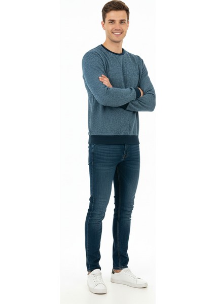 Erkek Kışlık Düğmeli Bisiklet Yaka Armalı Uzun Kollu Kırçıllı Rahat Kesim Likralı Şardonlu Pamuklu Dokuma Kazak fiyatları