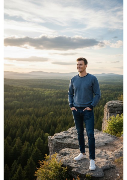 Erkek Kışlık Düğmeli Bisiklet Yaka Armalı Uzun Kollu Kırçıllı Rahat Kesim Likralı Şardonlu Pamuklu Dokuma Kazak modelleri