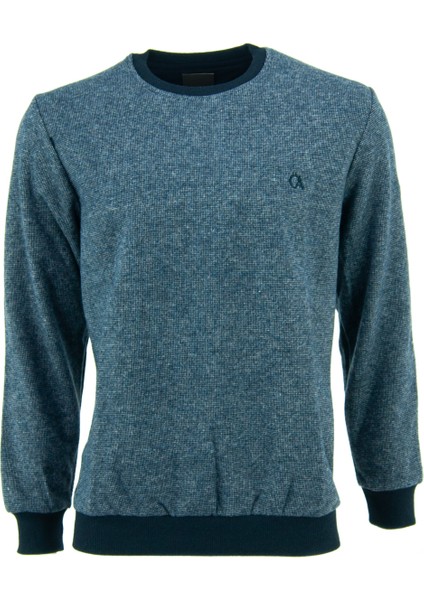 Erkek Kışlık Düğmeli Bisiklet Yaka Armalı Uzun Kollu Kırçıllı Rahat Kesim Likralı Şardonlu Pamuklu Dokuma Kazak indirimleri