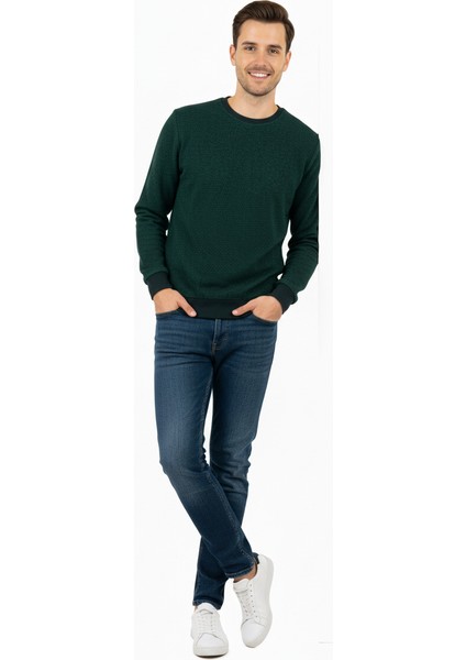 Erkek Kışlık Düğmeli Bisiklet Yaka Armalı Uzun Kollu Kırçıllı Rahat Kesim Likralı Şardonlu Pamuklu Dokuma Kazak fiyatları