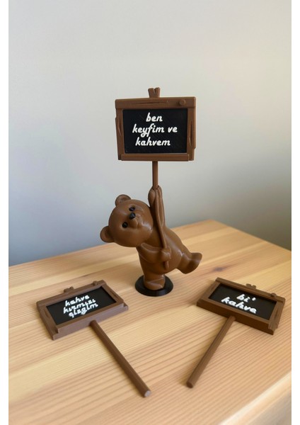 Mottolu Sevimli Ayıcık 3lü Set, Kahve Köşesi Kahve Sunum Yanı 14CM Bioplastik fırsatları