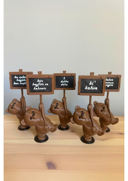 Mottolu Sevimli Ayıcık 3lü Set, Kahve Köşesi Kahve Sunum Yanı 14CM Bioplastik indirimleri