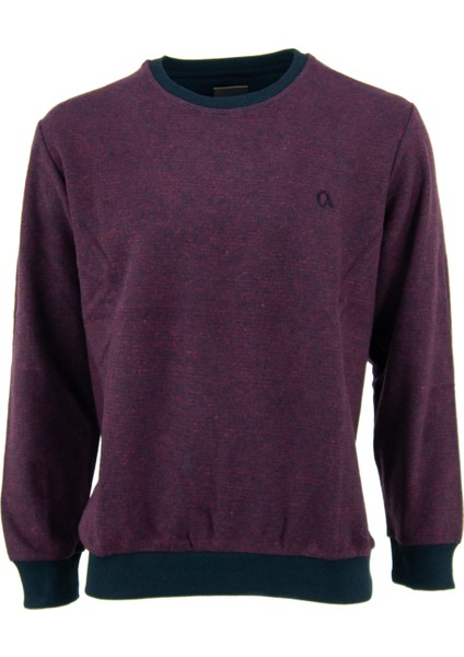 Erkek Kışlık Düğmeli Bisiklet Yaka Armalı Uzun Kollu Kırçıllı Rahat Kesim Likralı Şardonlu Pamuklu Dokuma Kazak