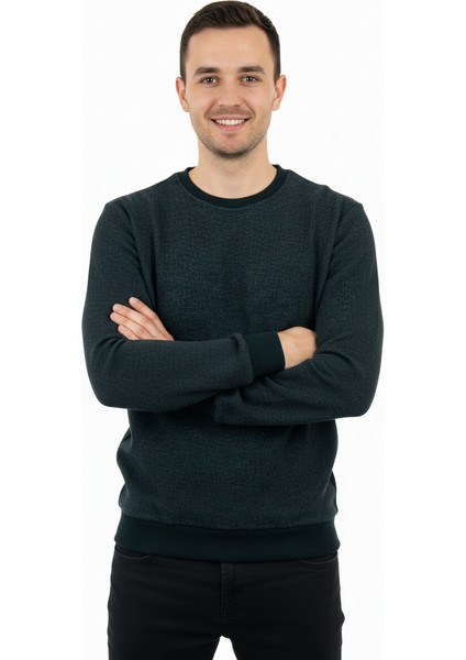 Erkek Kışlık Düğmeli Bisiklet Yaka Armalı Uzun Kollu Kırçıllı Rahat Kesim Likralı Şardonlu Pamuklu Dokuma Kazak fiyatları