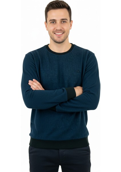 Erkek Kışlık Düğmeli Bisiklet Yaka Armalı Uzun Kollu Kırçıllı Rahat Kesim Likralı Şardonlu Pamuklu Dokuma Kazak modelleri