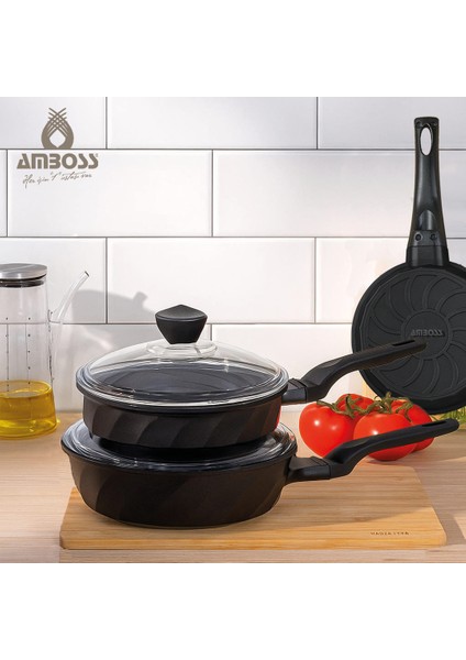 Vento 6 Parça Döküm Cam Kapaklı Tava 18-22-26 cm