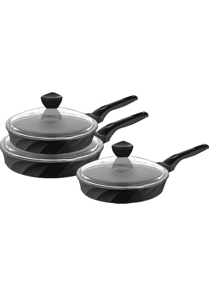 Vento 6 Parça Döküm Cam Kapaklı Tava 18-22-26 cm fiyatları