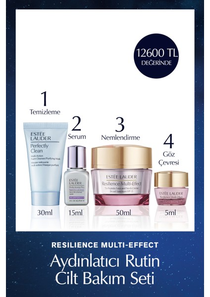 Resilience Multi-Effect Aydınlatıcı Set - Serum 15ML+ Temizleme 30ML+ Göz Kremi 5ml+ Krem 50ML
