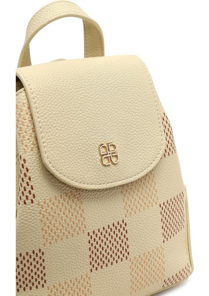 Kadın Bej Baskılı Sırt Çantası 25SBD2550FT