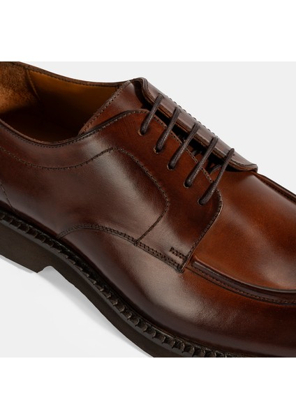 Erkek Taba Bağcıklı Deri Klasik Ayakkabı