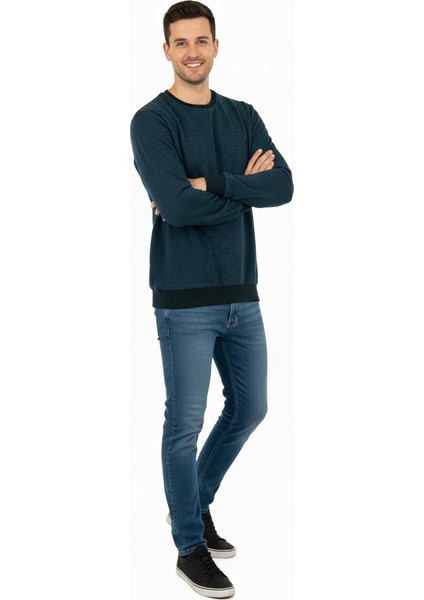 Erkek Kışlık Düğmeli Bisiklet Yaka Armalı Uzun Kollu Kırçıllı Rahat Kesim Likralı Şardonlu Pamuklu Dokuma Kazak fiyatları