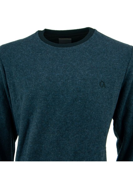 Erkek Kışlık Düğmeli Bisiklet Yaka Armalı Uzun Kollu Kırçıllı Rahat Kesim Likralı Şardonlu Pamuklu Dokuma Kazak