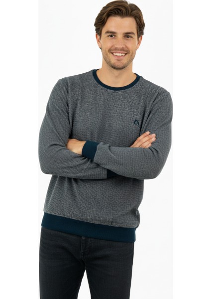 Erkek Kışlık Düğmeli Bisiklet Yaka Armalı Uzun Kollu Kırçıllı Rahat Kesim Likralı Şardonlu Pamuklu Dokuma Kazak modelleri