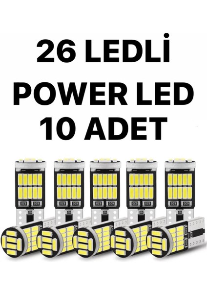 T10 LED 26 Ledli W5W Metal Ultra Power Canbus Beyaz Park Plaka Tavan Ampulü