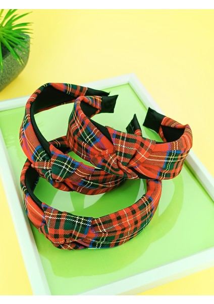 Iskoç Ekose Kumaş Desenli Düğüm Detaylı Taç fiyatları