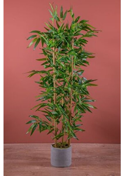 Yapay Çiçek 100 cm Bambu Ağacı Doğal Yosun Kaplı Saksıda Uzun Süreli Dekorasyon