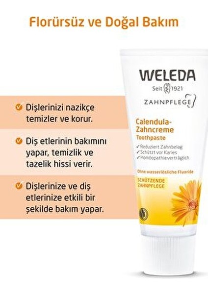 Calendula Özlü Organik Diş Macunu 75 ml Nane Yağı İçermeyen Antiseptik Etkili