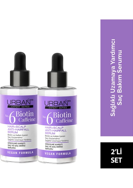 Expert No.6 Biotin Caffeine Dökülme Karşıtı Saç Bakım Serum Seti 2X50 ml -Vegan