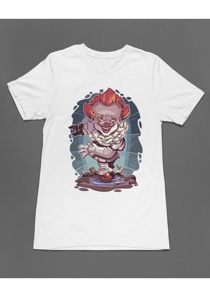 It Pennywise Chibi Çizgi Film Dizi Unisex Tişört T-Shirt
