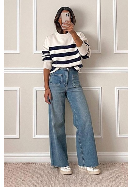 Koyu Mavi Ön Cepli Kadın Jean Pantolon MG2500 fiyatları