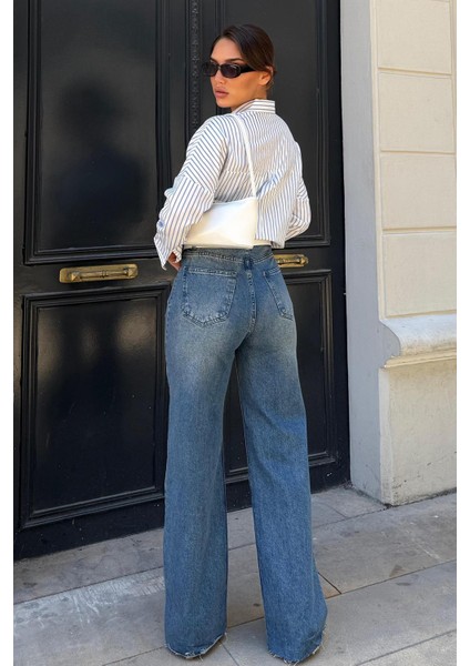 Koyu Mavi Ön Cepli Kadın Jean Pantolon MG2500 fırsatları