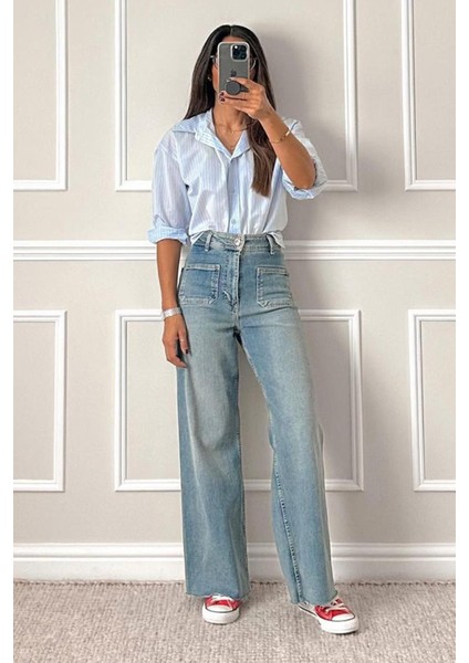 Açık Mavi Ön Cepli Kadın Jean Pantolon MG2500 fiyatları