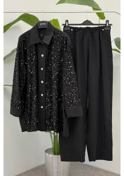 Pul Payet Gömlek Pantolon Takım 4065