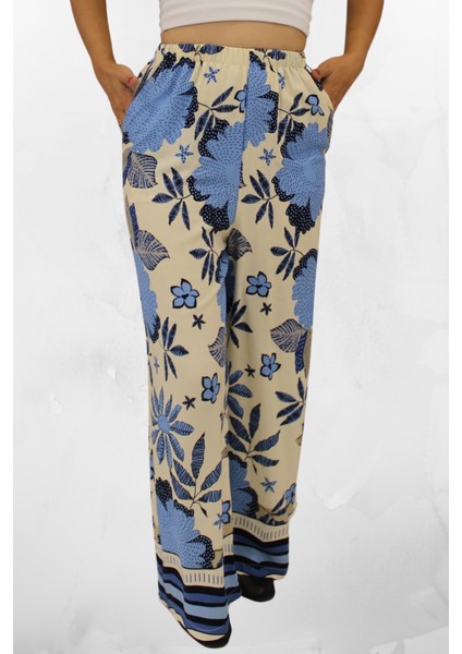 Rahat Kesim Beli Lastikli Viskon Kumaş Bol Paça Kadın Pantolon fırsatları