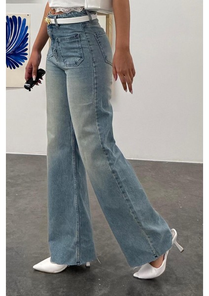 Açık Mavi Ön Cepli Kadın Jean Pantolon MG2500 indirimleri