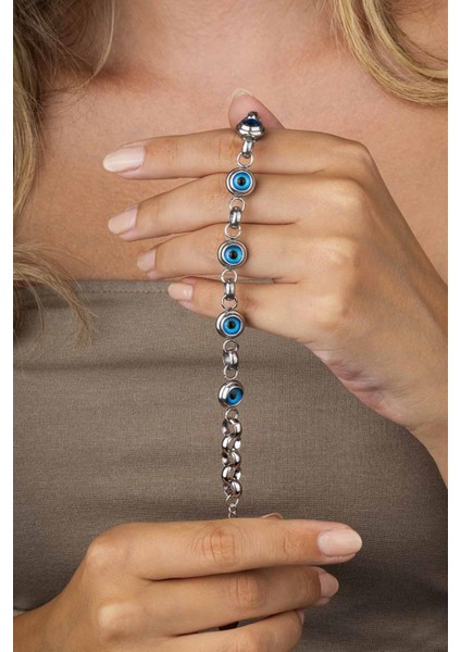 Göz Geçişli Beyaz Altın Kaplama Çelik Kadın Bileklik fiyatları