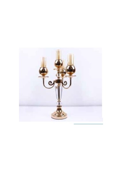 Mim Gold 4 Kollu Kristal Şamdan