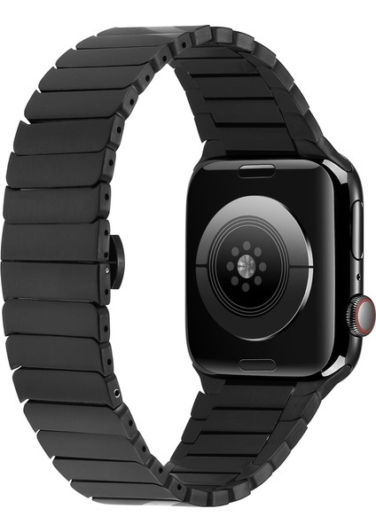 Apple Watch 11 (42MM) Uyumlu Çizgi Tasarımlı Metal Kordon-79 Siyah fiyatları