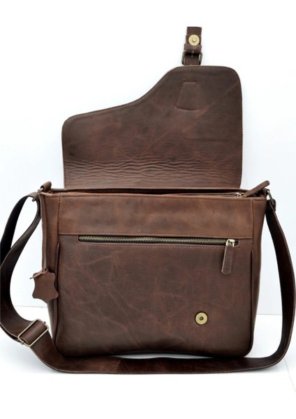 Eskitme Kahverengi Çok Gözlü Hakiki Deri Postacı&evrak Çantası fırsatları