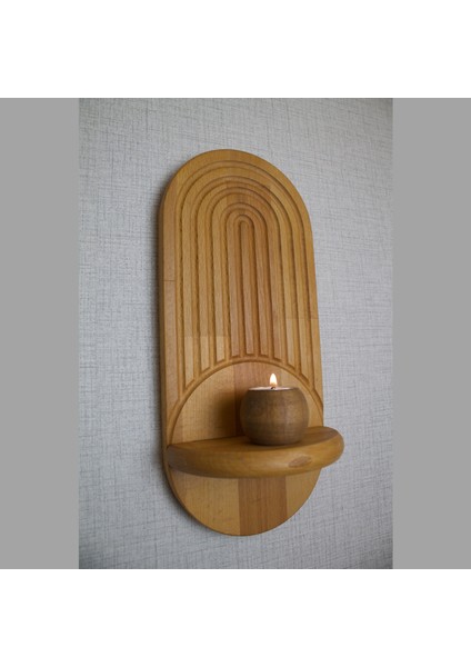 El Yapımı Ahşap Duvar Rafı - 32 cm Dekoratif Raf - Ceviz & Iroko Rengi fırsatları