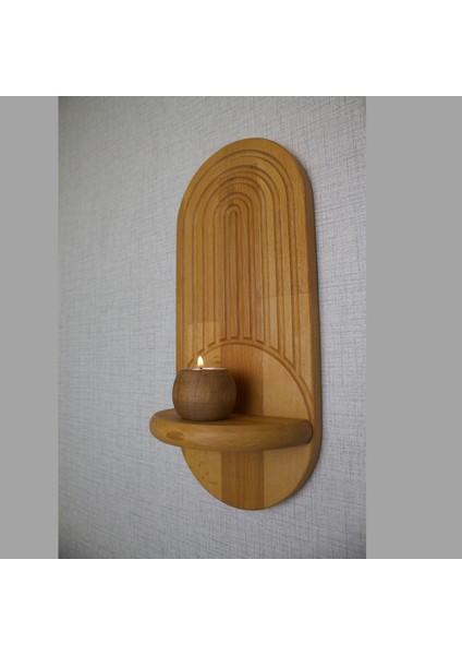 El Yapımı Ahşap Duvar Rafı - 32 cm Dekoratif Raf - Ceviz & Iroko Rengi