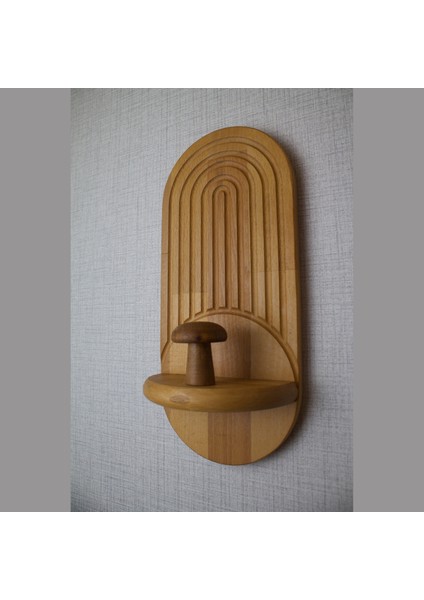 El Yapımı Ahşap Duvar Rafı - 32 cm Dekoratif Raf - Ceviz & Iroko Rengi