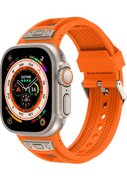 Apple Watch 11 (46MM) Uyumlu Ayarlanabilir Silikon KORDON-117 Turuncu