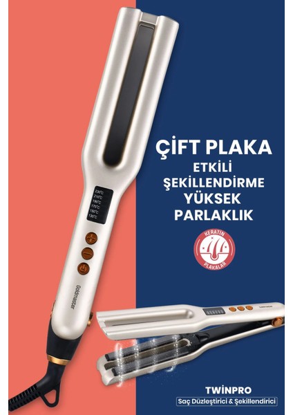 Twinpro Dijital Ekranlı Keratin Seramik Çift Plakalı Iyonik Saç Düzleştirici