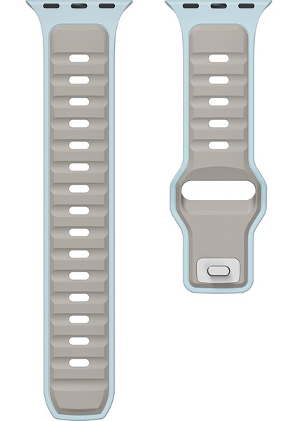 Apple Watch 11 (46MM) Uyumlu Yeni Tasarım Silikon KORDON-135 Açık Mavi-Gri modelleri
