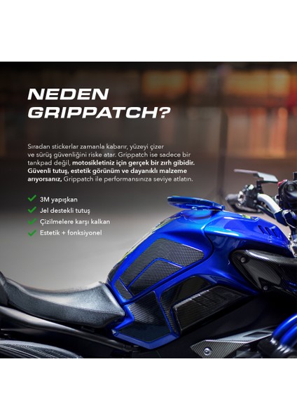 Aprilla, Ktm, Kawasaki, Suzuki ile Uyumlu Universal 6d Karbon Tank Pad GC08