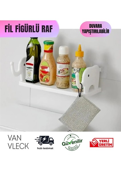 Fil Figürlü Duvara Yapışan Raf – Banyo & Mutfak Düzenleyici, Su Geçirmez Pratik Organizer