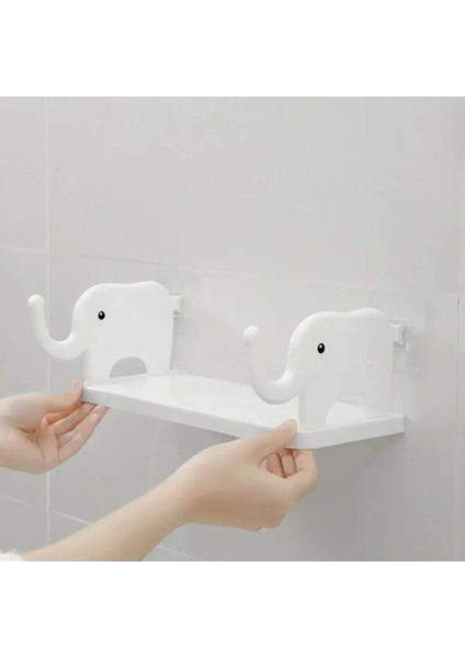 Fil Figürlü Duvara Yapışan Raf – Banyo & Mutfak Düzenleyici, Su Geçirmez Pratik Organizer
