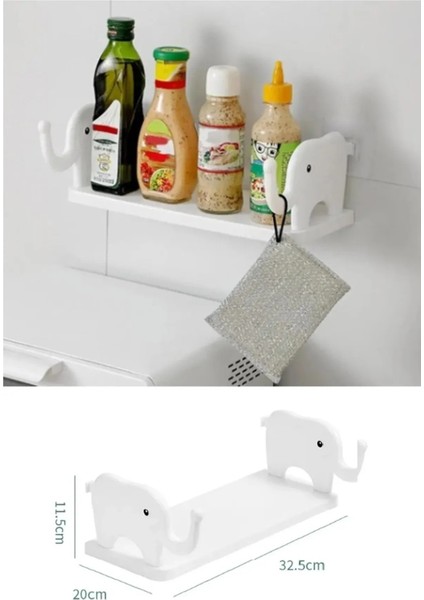 Fil Figürlü Duvara Yapışan Raf – Banyo & Mutfak Düzenleyici, Su Geçirmez Pratik Organizer