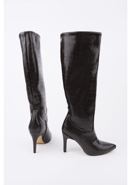 Clarissa Sivri Burun Kroko Desenli Ince Topuklu Kadın Çizme indirimleri